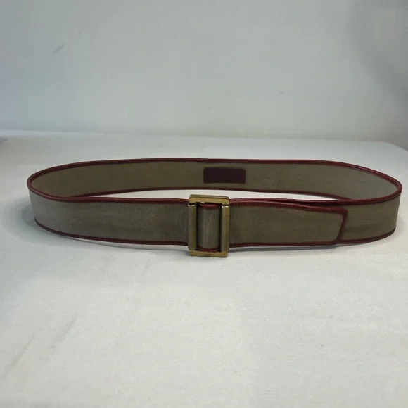 Gucci Vintage belt beige canvas with red leather trim brass buckle. OS - Picture 2 of 4